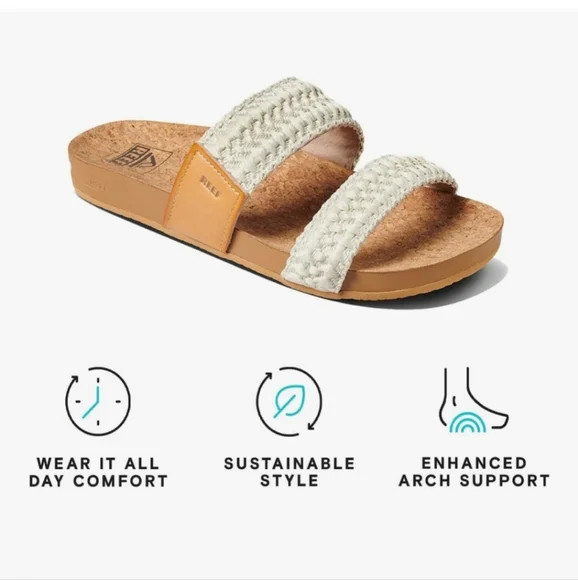 Reef Cushion Vista Thread Cork Slides 6 - Picture 2 of 7